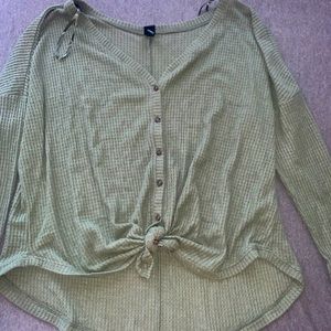 Women’s Olive Green Waffle Knit Top